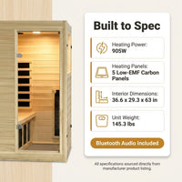 Far Infrared Sauna European Aspen Wood 1 Person Infrared Sauna for Home 905W Low EMF Mini Indoor Sauna with Bluetooth Speakers, Right Door — Results & Stats
