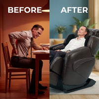 Jin Espresso Synthetic Leather SL Track Massage Chair — Before & After