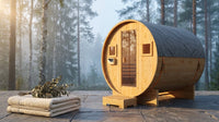 Outdoor Traditional Barrel Sauna | 4-6 Person Wood Sauna, Steam and Wet Sauna with 220V with 6KW Electric Heater, Sauna Stone — Lifestyle