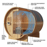 Outdoor Traditional Barrel Sauna | 4-6 Person Wood Sauna, Steam and Wet Sauna with 220V with 6KW Electric Heater, Sauna Stone — How It Works