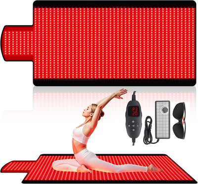 Red Light Therapy Mat for Full Body, Red Light Therapy Blanket, 2 in 1 Leds (660Nm & 850Nm) Leds for Home Use, 3 Modes & Adjustable Timer, 76.8'' X 33.4''