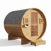 Outdoor Barrel Sauna Designed for Family Sessions, 4-6 Person Capacity, 6KW Electric Heater, Cedar Wood